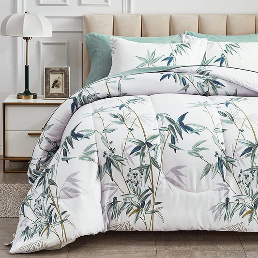 Botanical Green Leaves 7 Piece Comforter Set