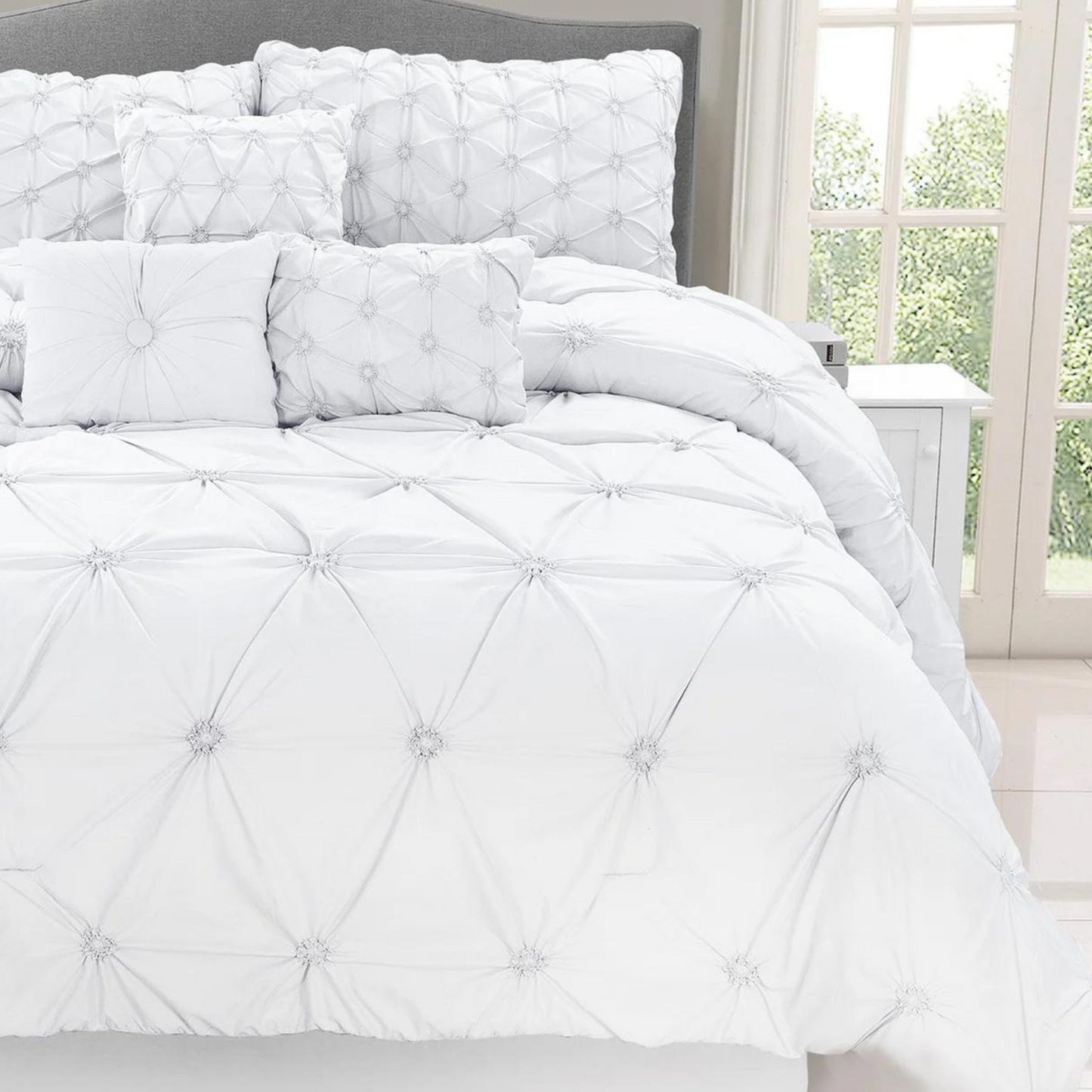 White 7 Piece Pintuck Comforter Set