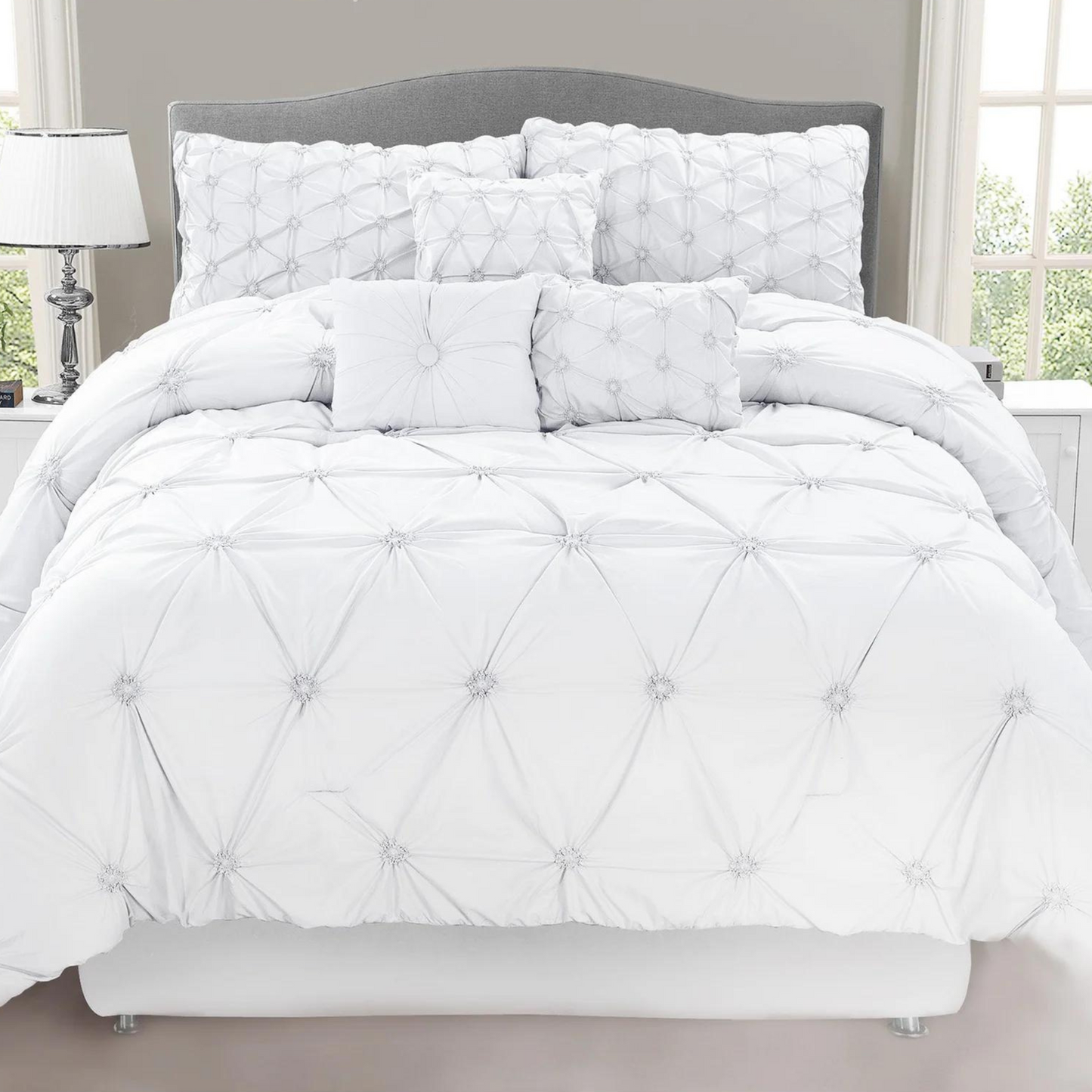 White 7 Piece Pintuck Comforter Set