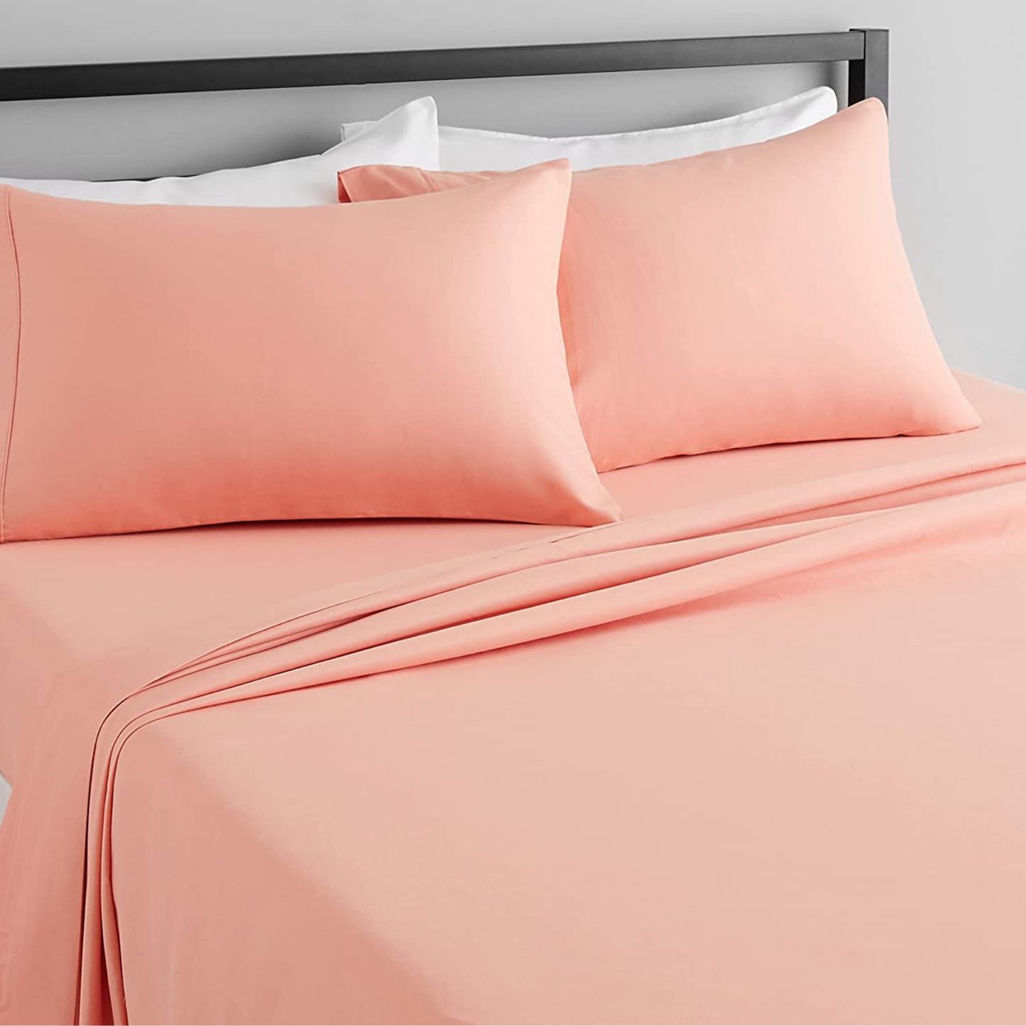 Solid Peachy Coral Deep Pocket 4 Piece Sheet Set