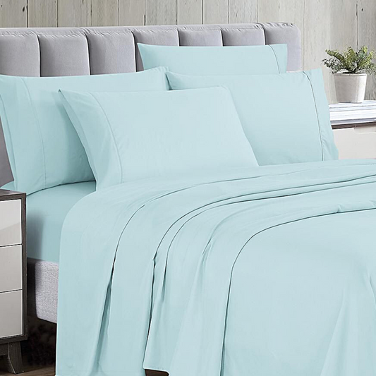 Solid Light Aqua Deep Pocket 4 Piece Sheet Set