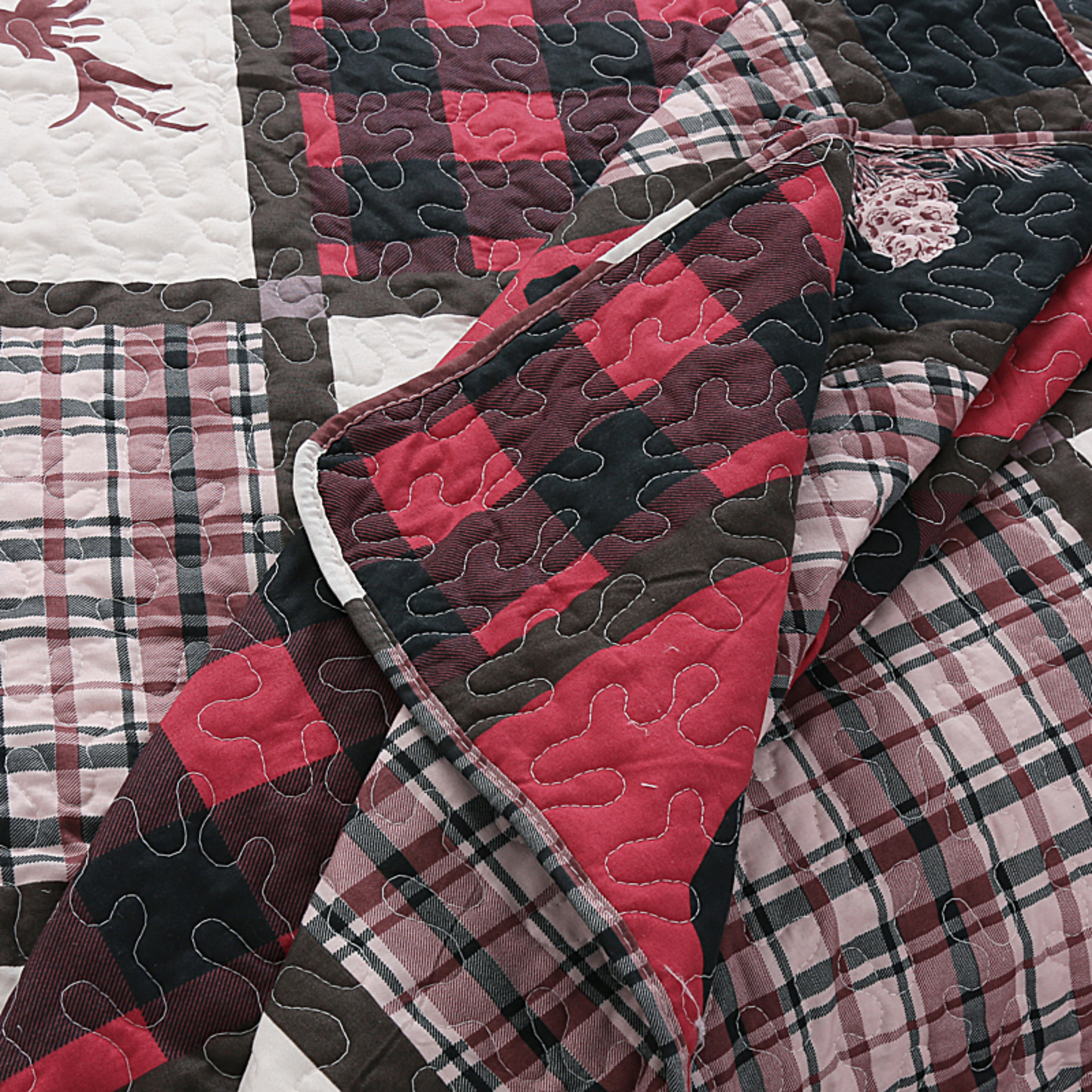 Cottage Cabin Patchwork 3 Piece Bedding Quilt Set