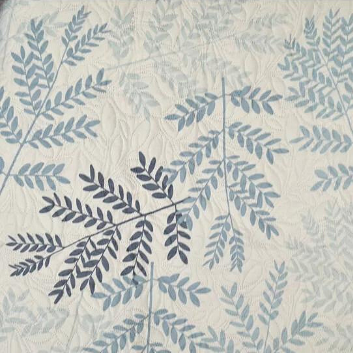 Blue Leaves Reversible 3 Piece Bedding Quilt Set