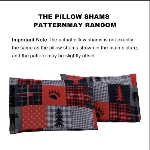 Red Plaid Bear 3 Piece Bedding Quilt Set