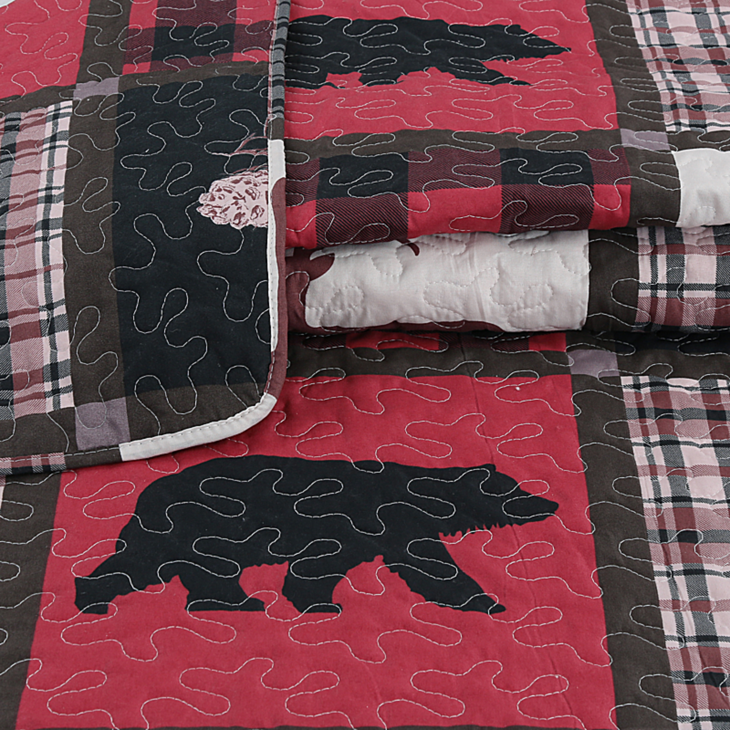 Cottage Cabin Patchwork 3 Piece Bedding Quilt Set