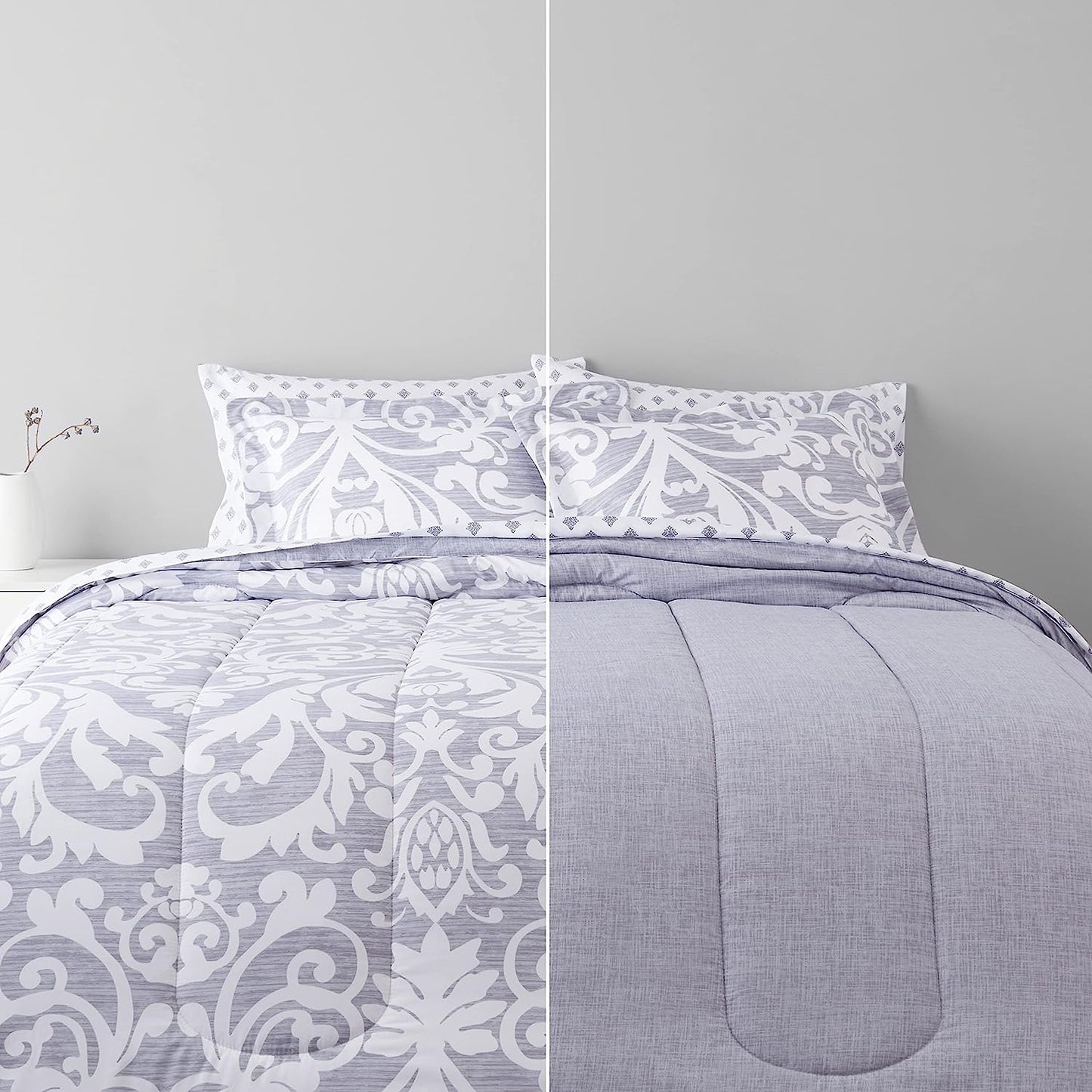 Grey Medallion - 5/7 Piece Reversible Comforter Set