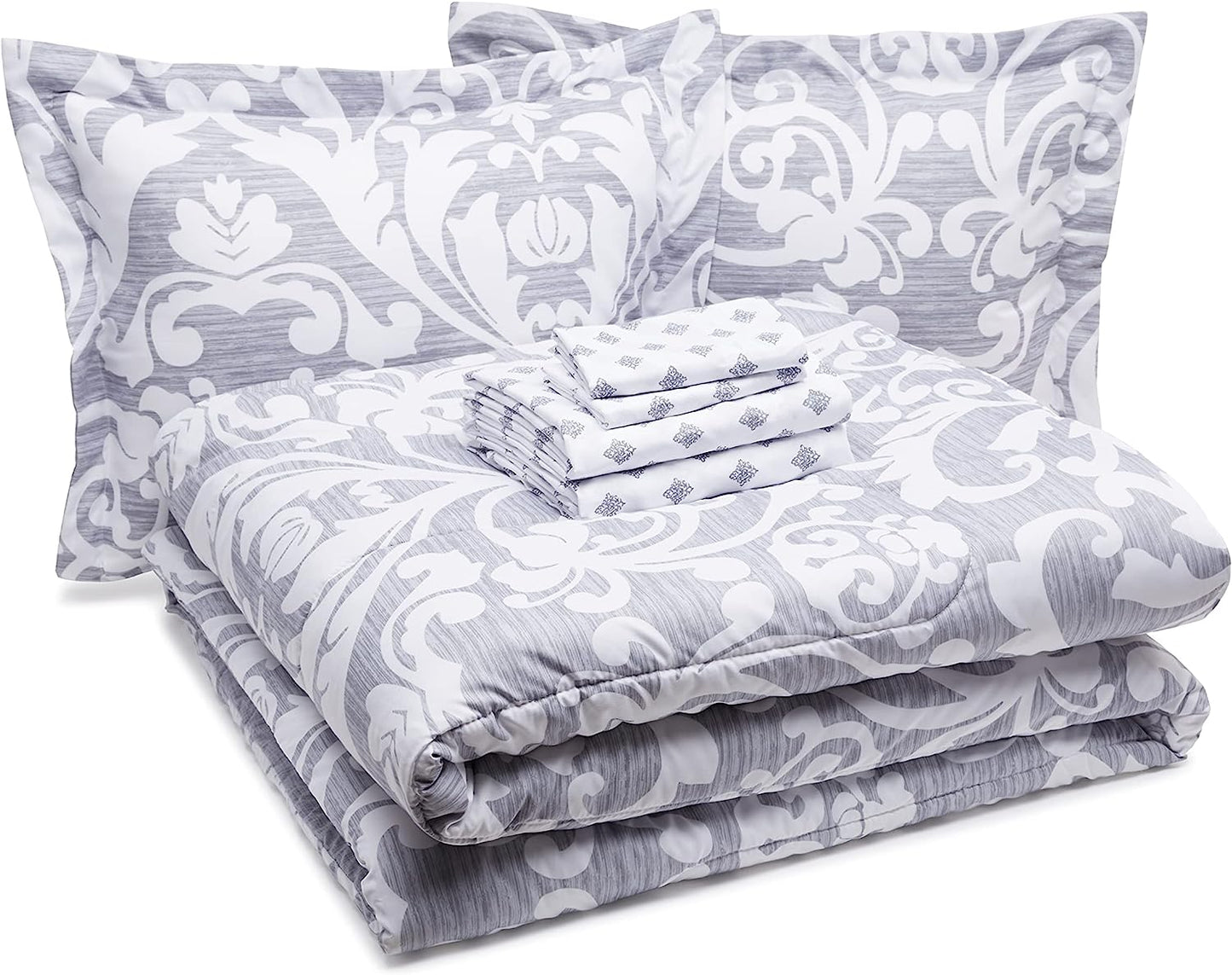 Grey Medallion - 5/7 Piece Reversible Comforter Set