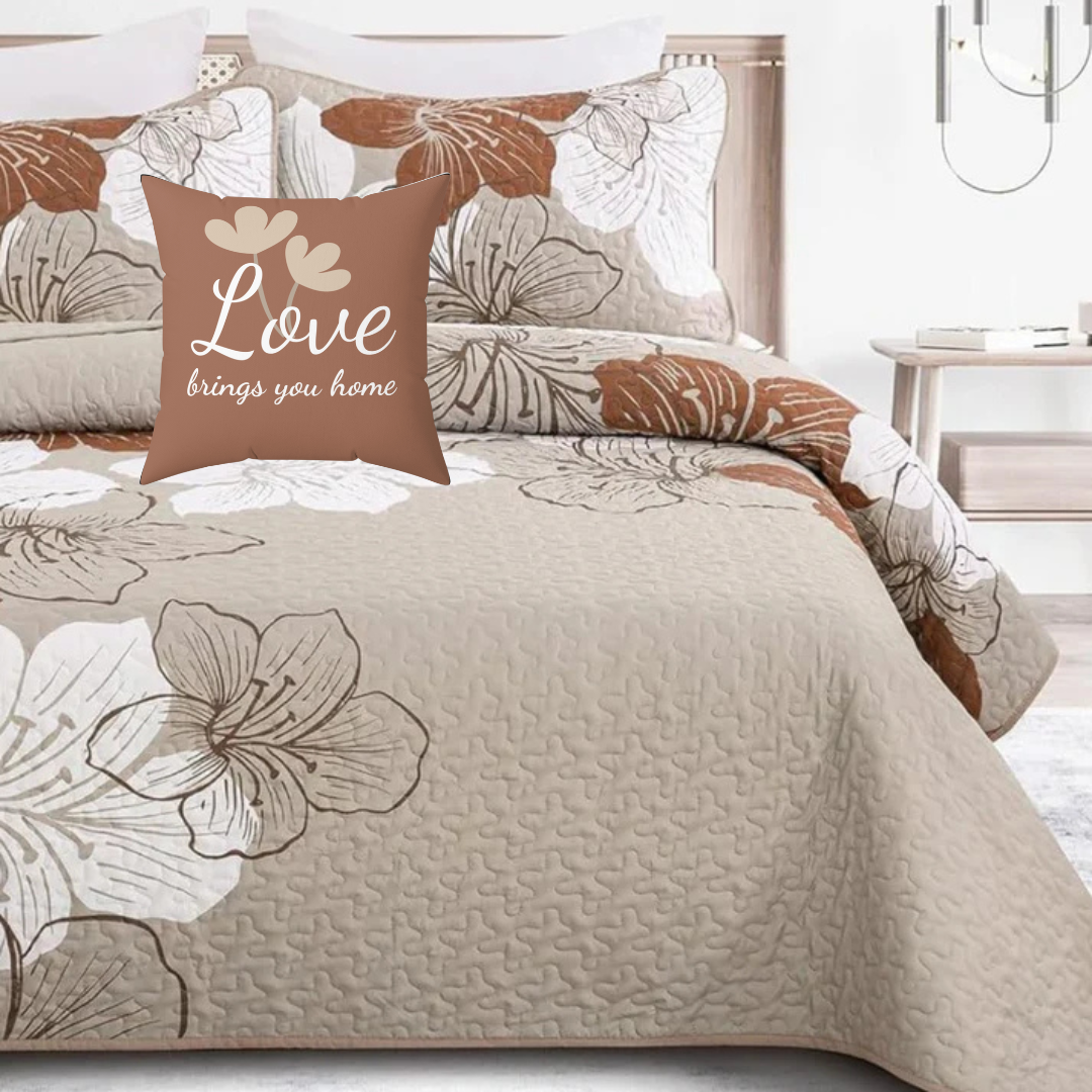 Taupe Floral Accent Pillow