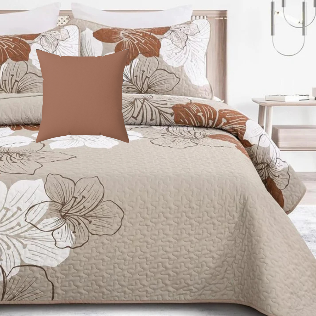 Taupe Floral Accent Pillow