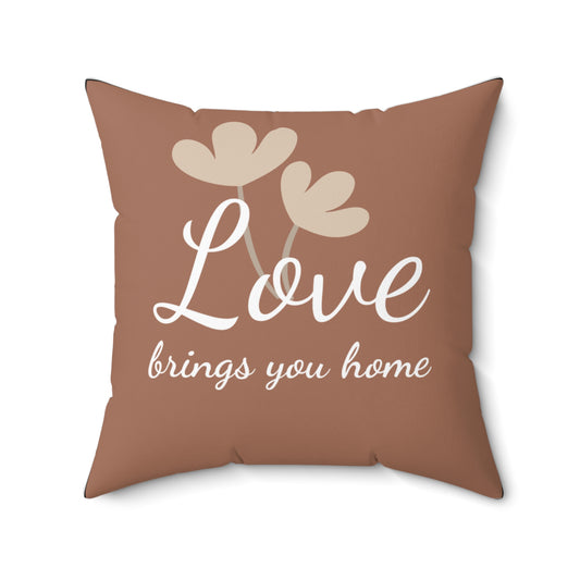 Taupe Floral Accent Pillow