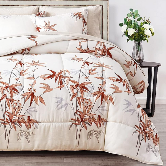 Botanical Burnt Orange Leaves 7 Piece Comforter Set