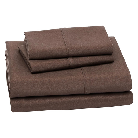 Solid Chocolate Deep Pocket 4 Piece Sheet Set