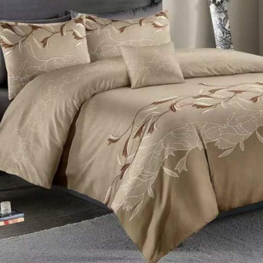 Camel Floral - 3 Piece Queen Duvet Cover Set