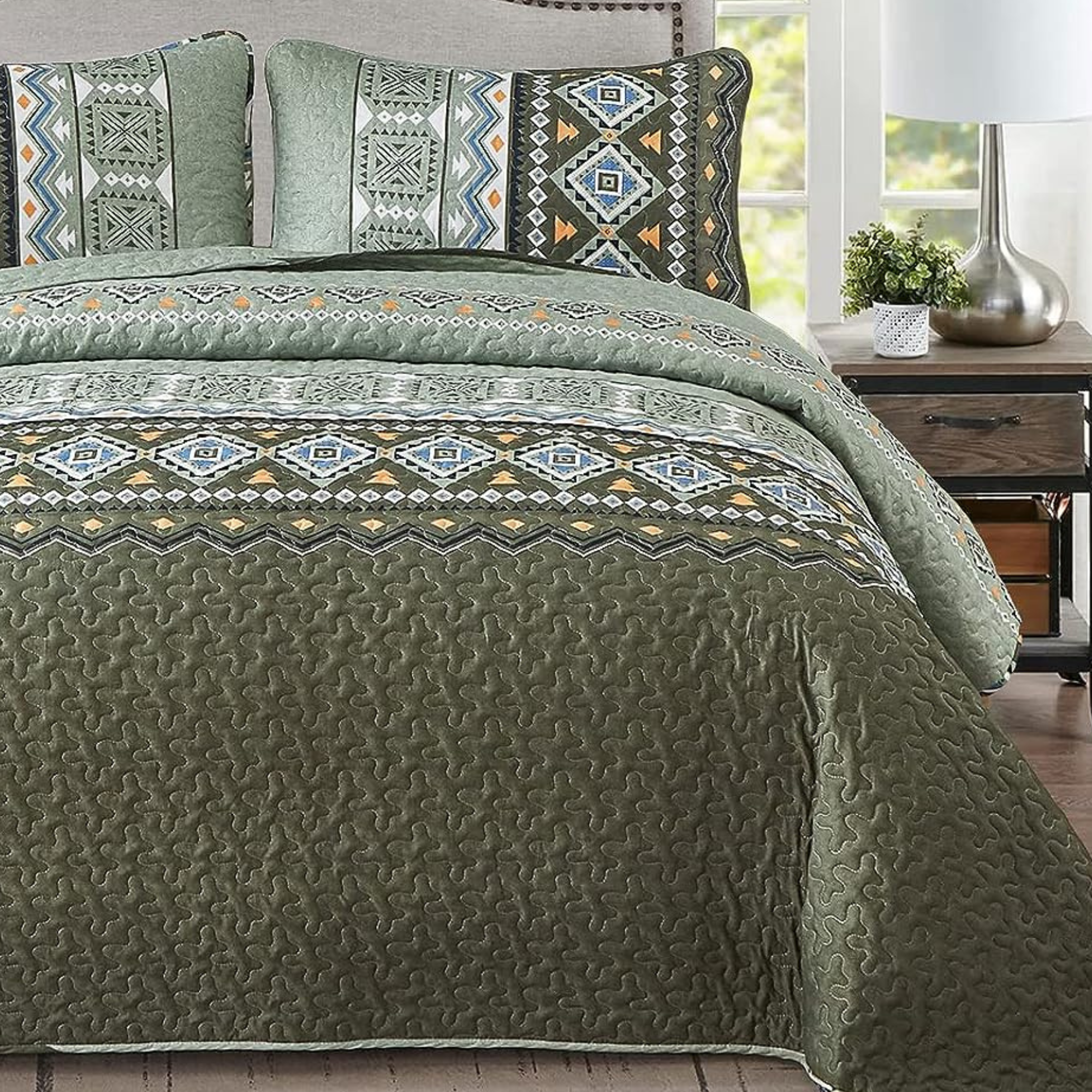 Modern Rustic Pattern 3-Piece Reversible Duvet Cover Set