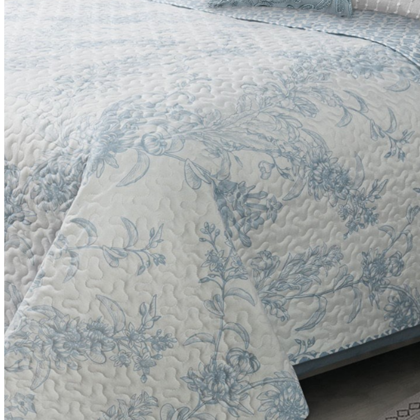 Ensemble de literie 3 pièces à motif floral bleu rêve