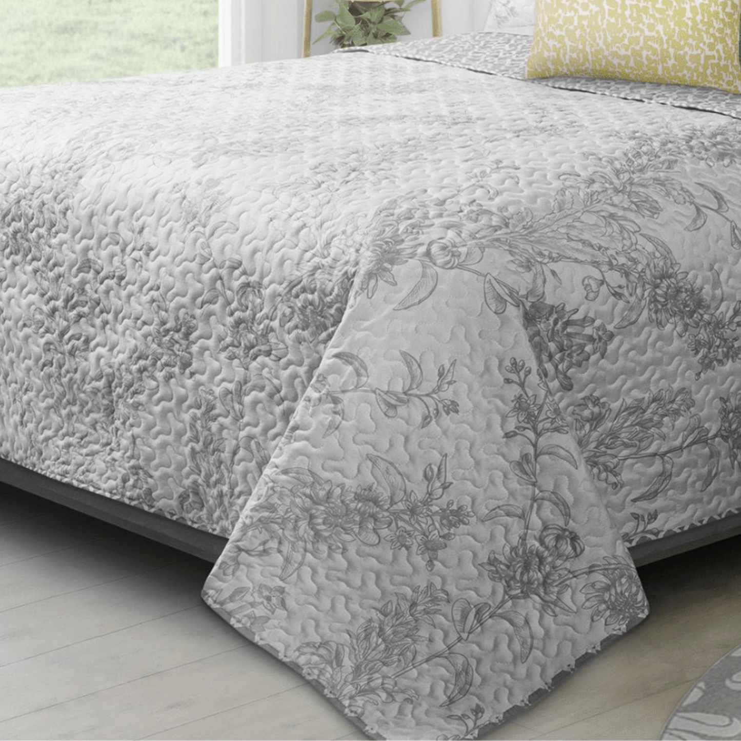 Transitions Grey Reversible 3 Piece Bedding Quilt Set