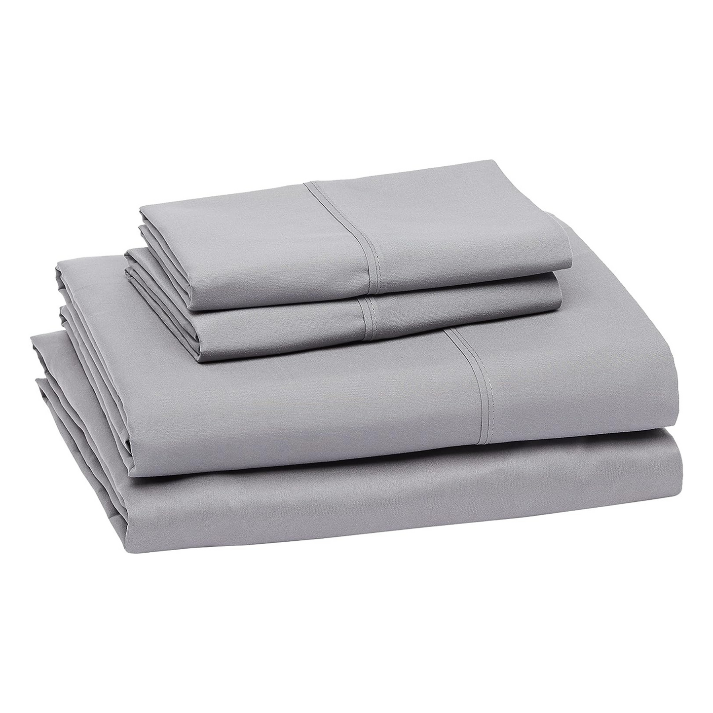 Ensemble de draps 4 pièces à poche profonde gris uni