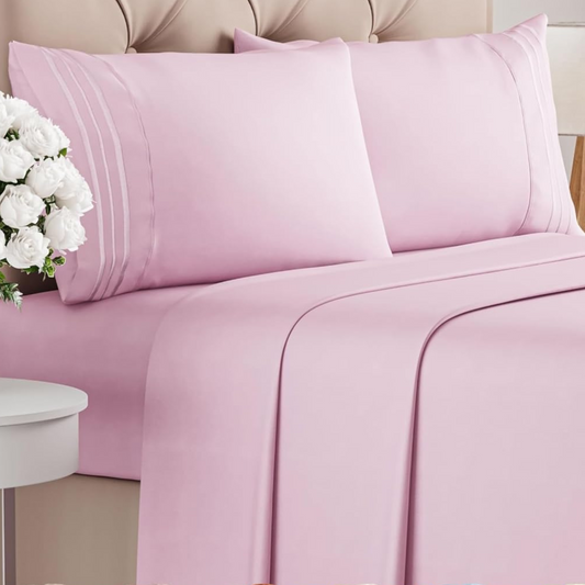 Pink Deep Pocket 4 Piece Sheet Set