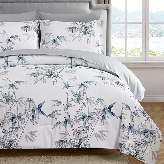 Botanical Blue Leaves 7 Piece Comforter Set