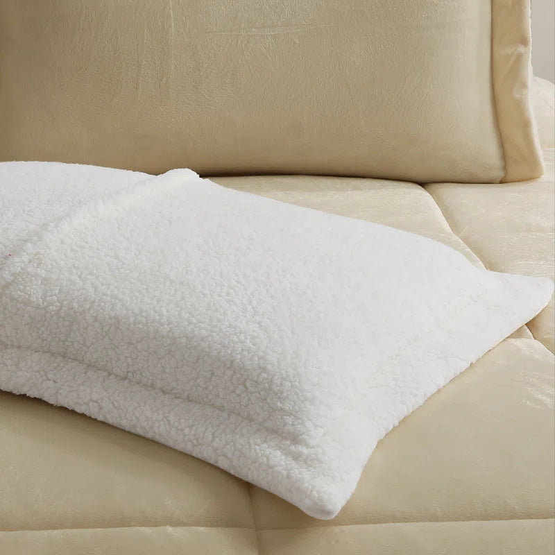 Camel Reversible Sherpa 3 Piece Comforter Set