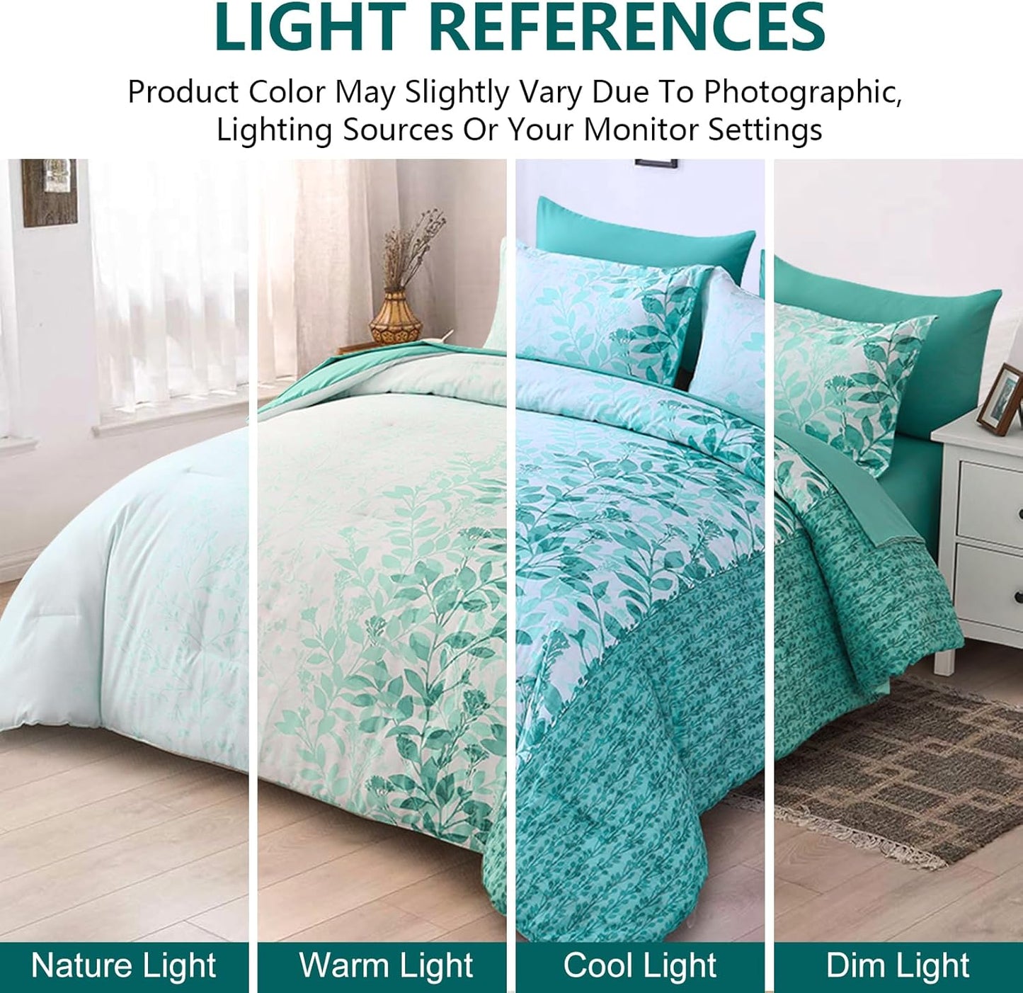 Botanical Aqua Leaves 7 Piece Comforter Set