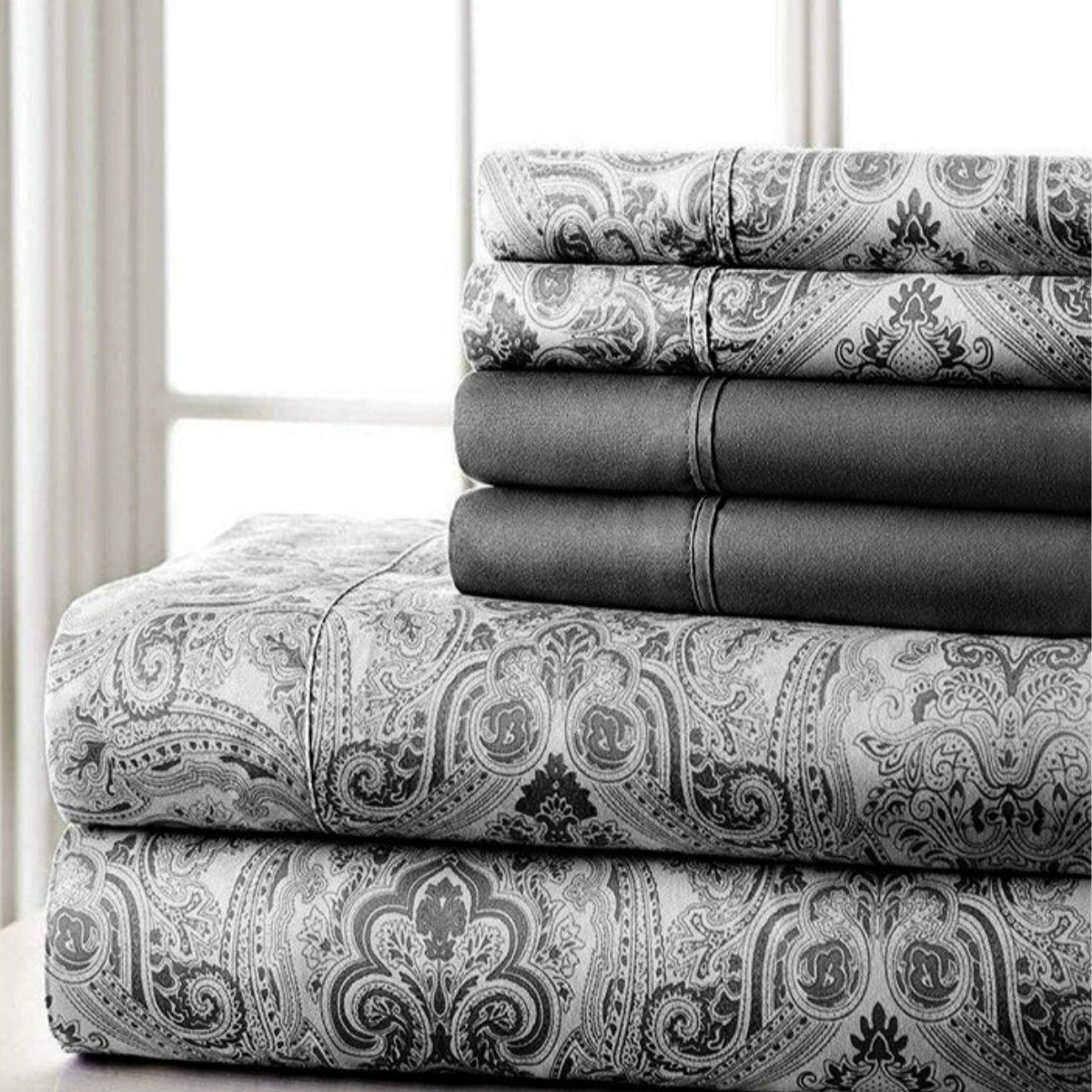 Black Paisley Deep Pocket 6 Piece Sheet Set