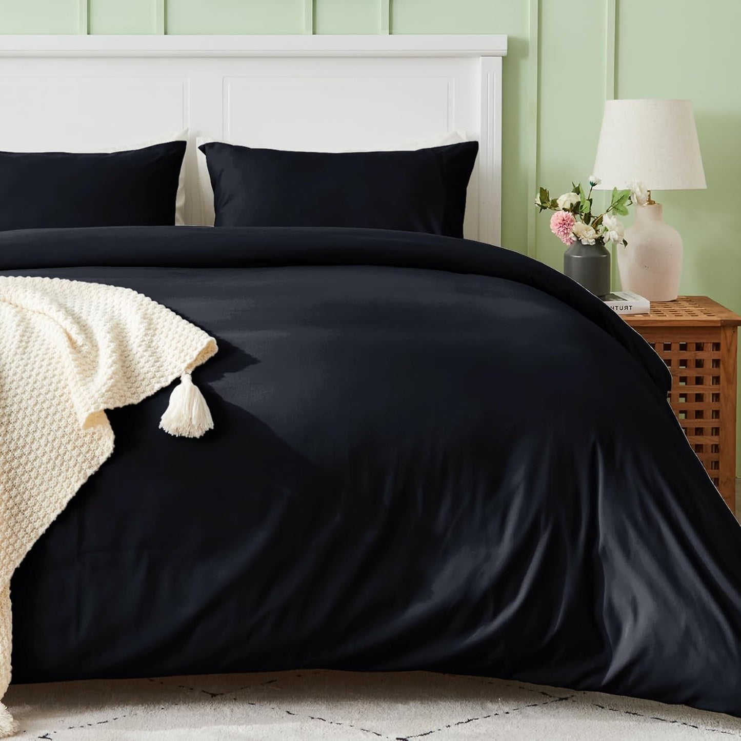 Black 3 Piece Duvet Cover Set