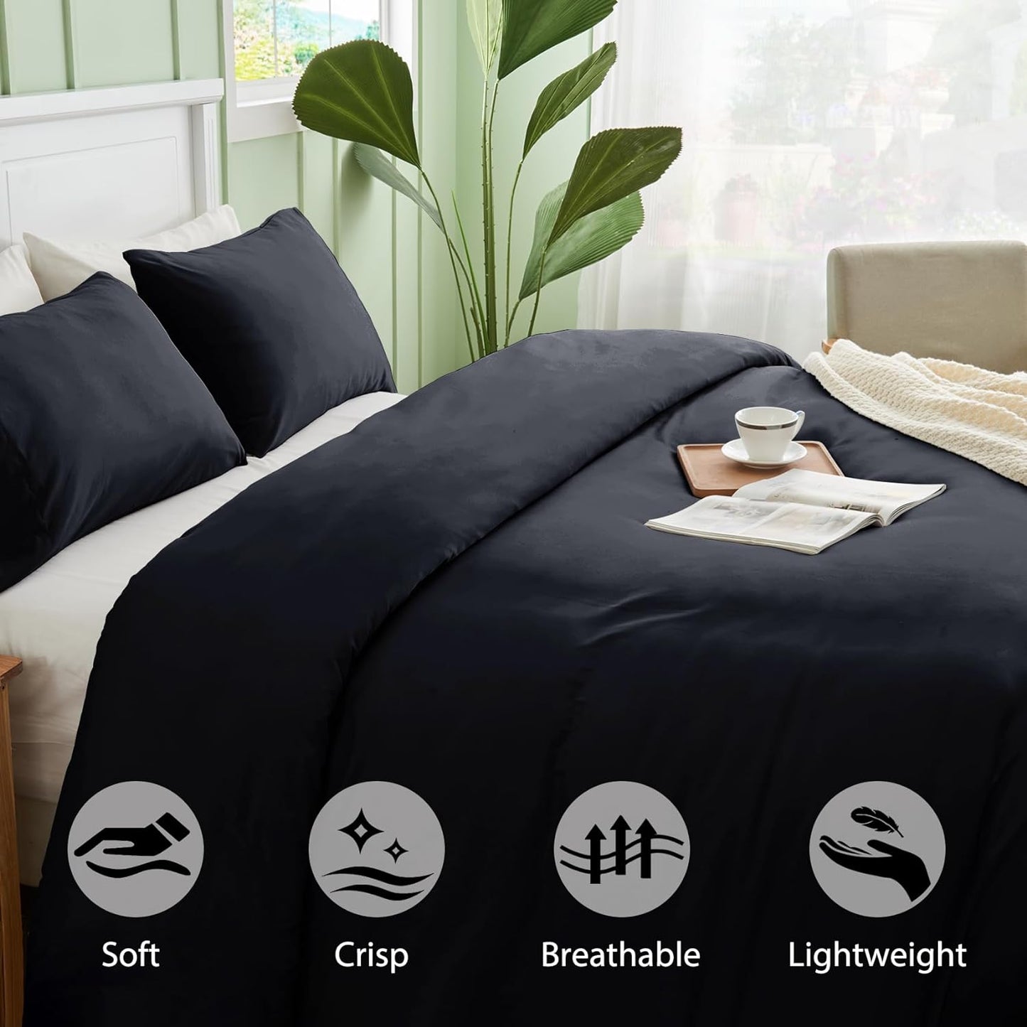 Black 3 Piece Duvet Cover Set