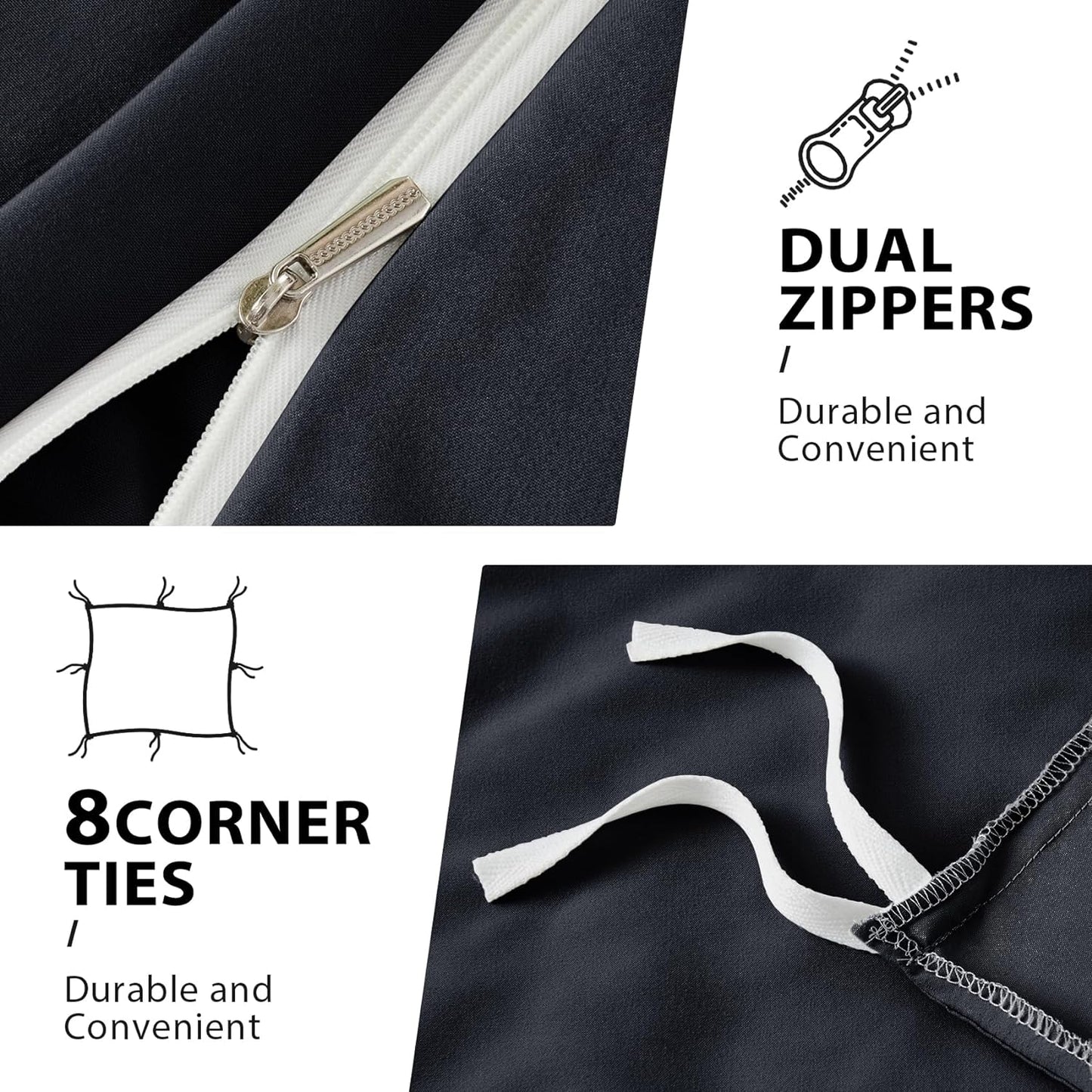 Black 3 Piece Duvet Cover Set