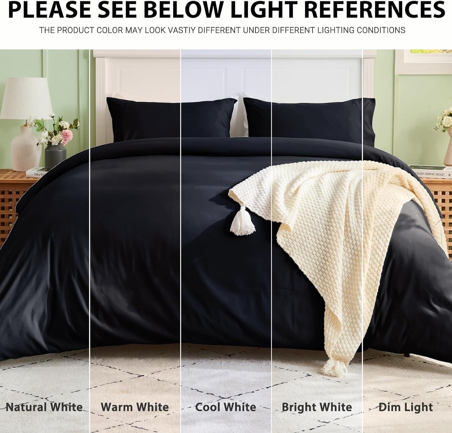 Black 3 Piece Duvet Cover Set