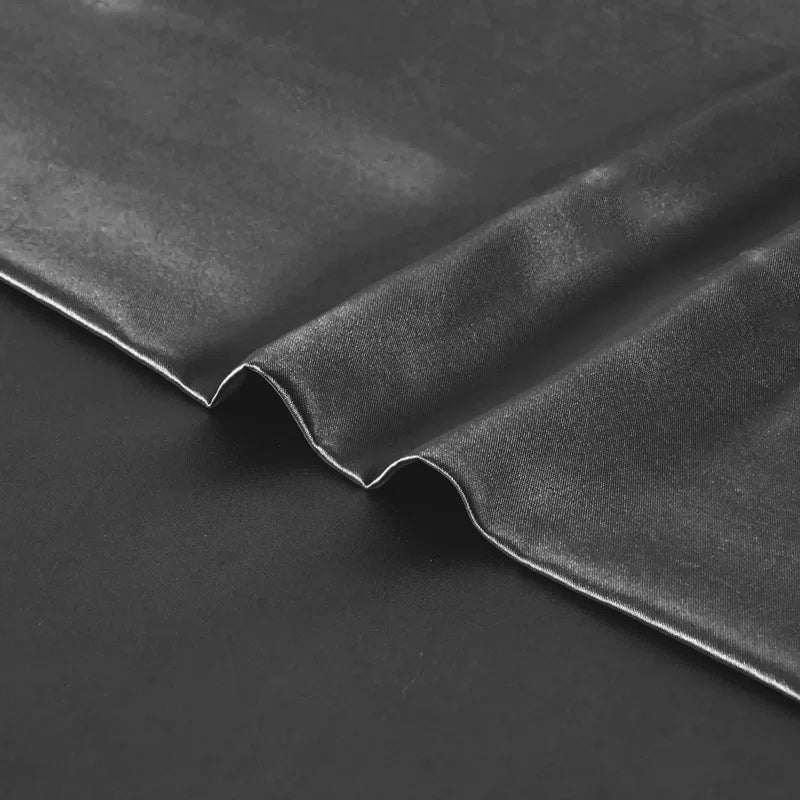 Solid Black Satin 4 Piece Sheet Set