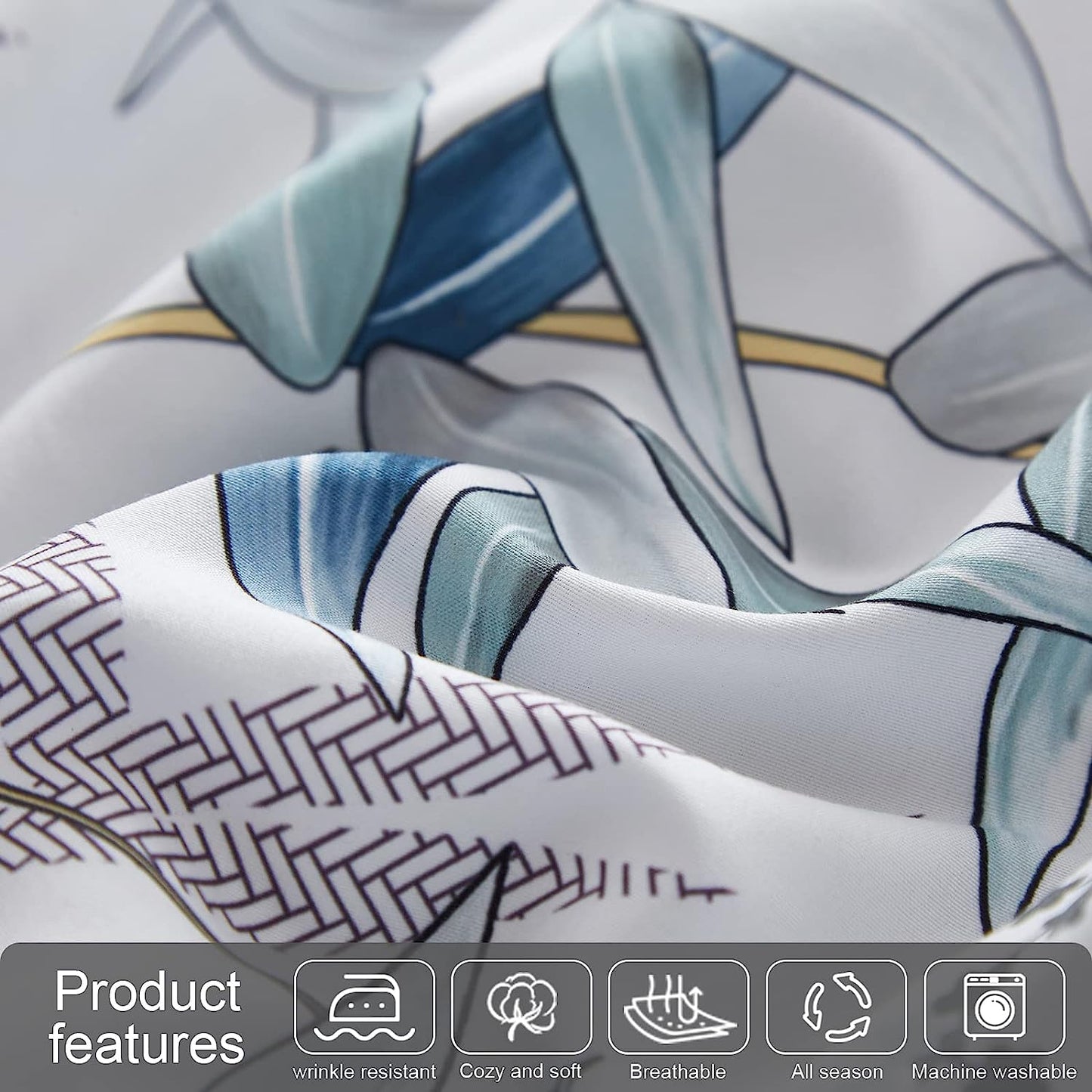 Botanical Blue Leaves 7 Piece Comforter Set