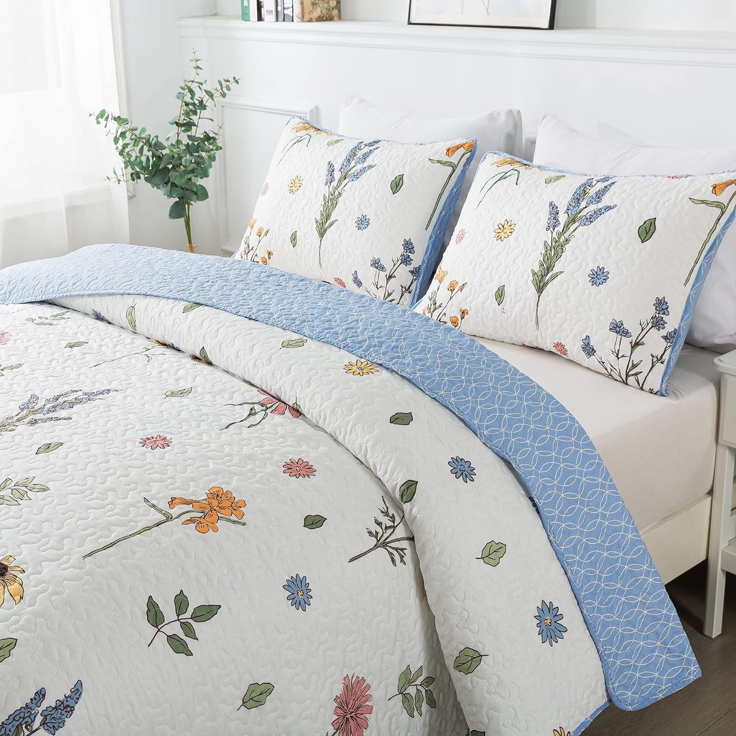 Ensemble de literie 3 pièces Blue Botanical Shower