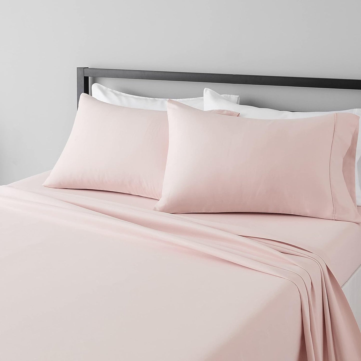 Ensemble de draps 4 pièces à poche profonde rose uni