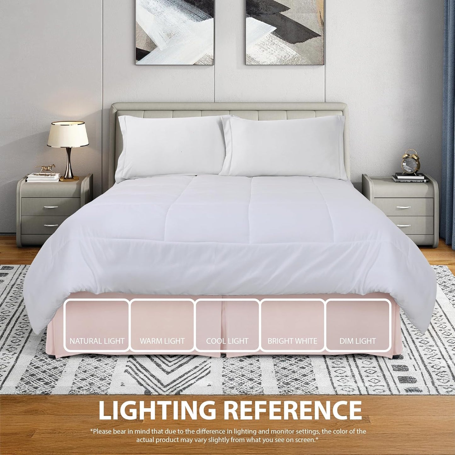 Ensemble de draps 4 pièces à poche profonde rose uni