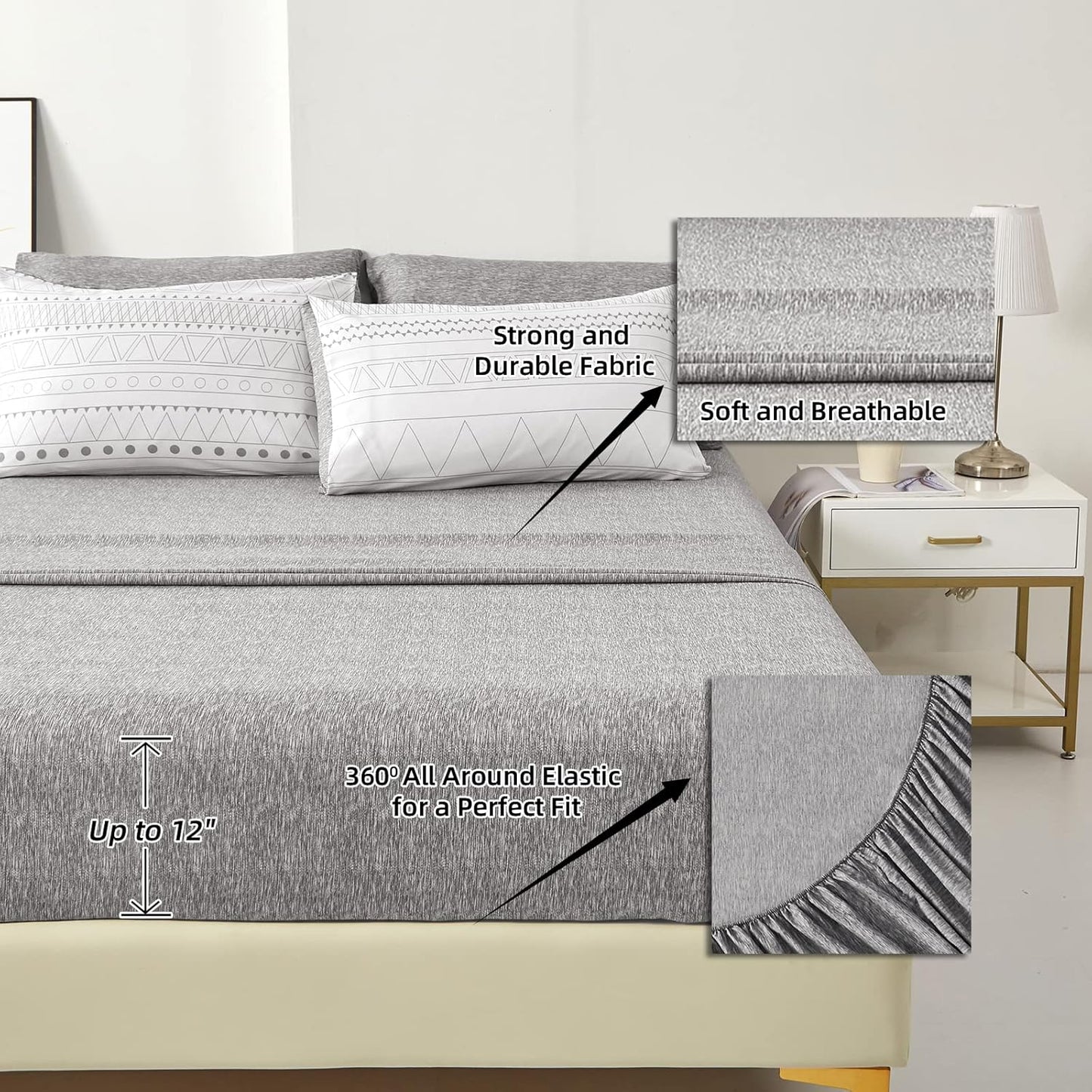 Boho Aztec White Grey 7 Piece Comforter Set