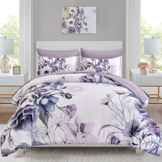 Boho Purple Floral 7 Piece Comforter Set
