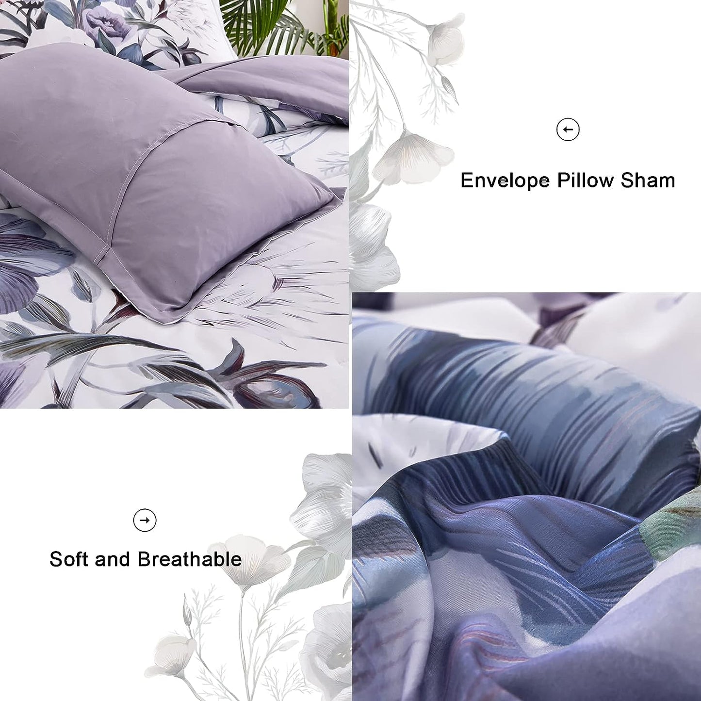 Boho Purple Floral 7 Piece Comforter Set
