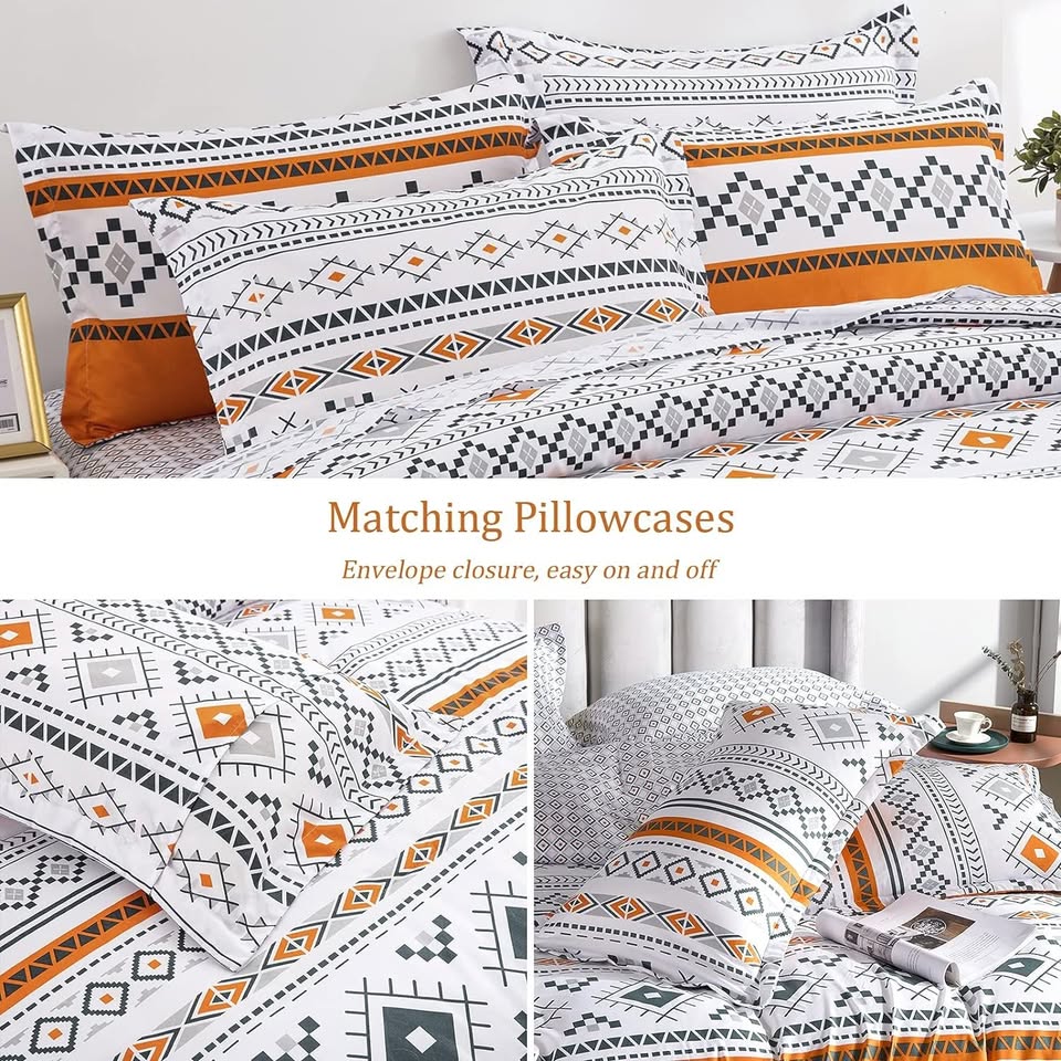 Burnt Orange Boho Reversible 3 Piece Comforter Set