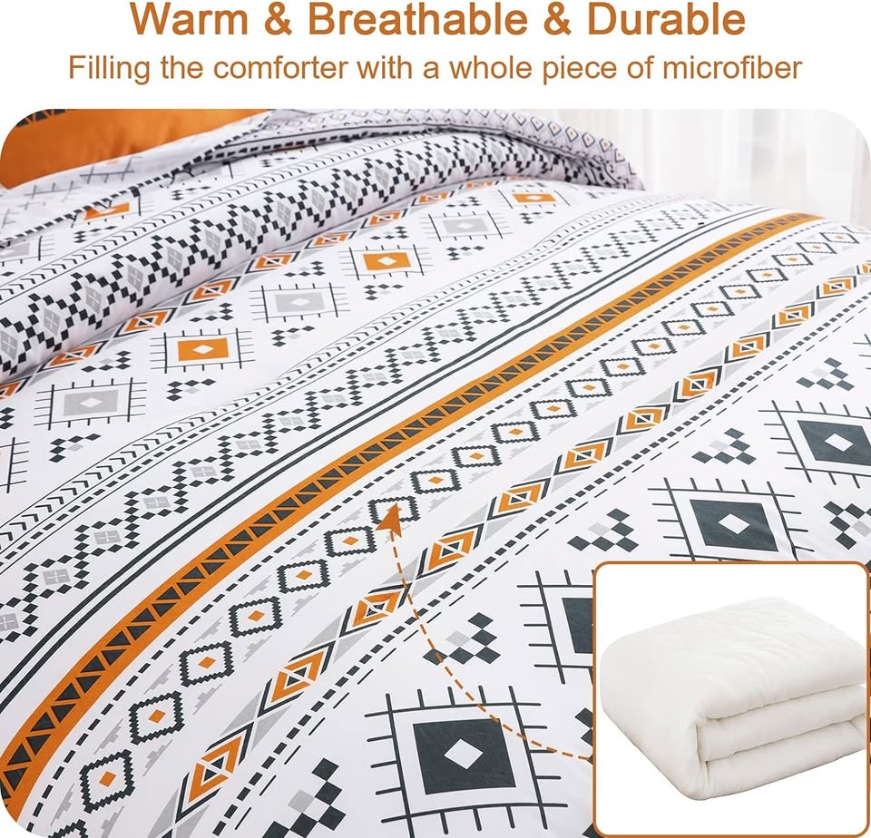 Burnt Orange Boho Reversible 3 Piece Comforter Set