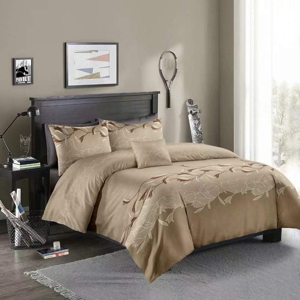 Camel Floral - 3 Piece Queen Duvet Cover Set