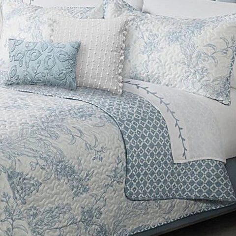 Ensemble de literie 3 pièces à motif floral bleu rêve