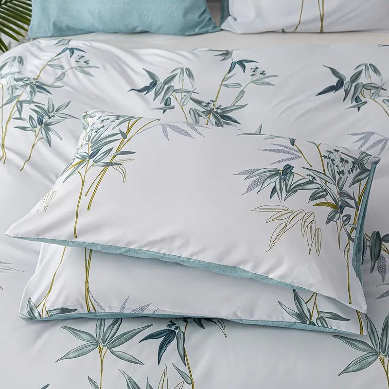 Botanical Green Leaves Floral - 3 Piece Duvet Cover Set