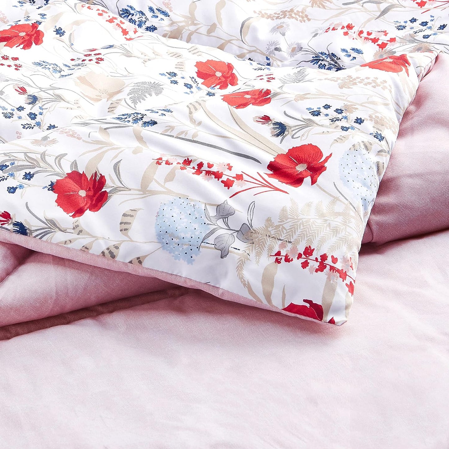 Floral Blossoms Pink Reversible 3 Piece Comforter Set