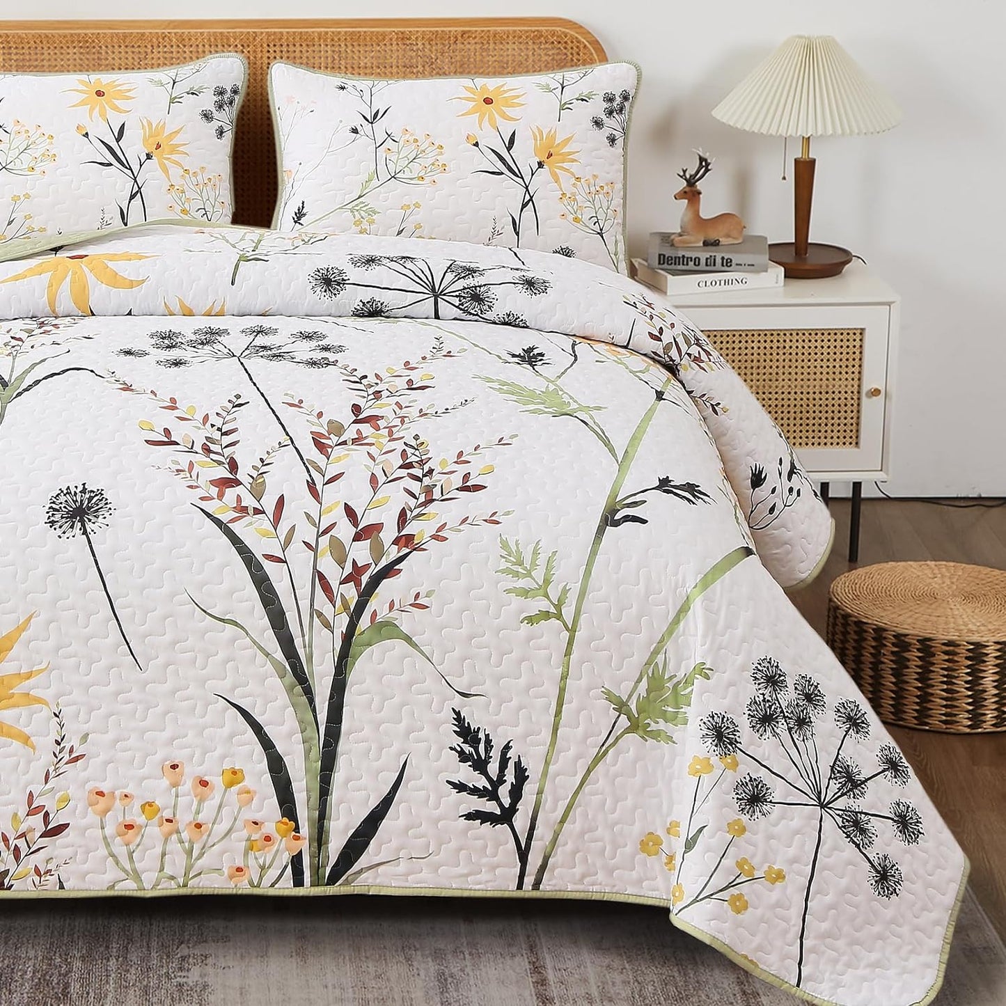 Ensemble de courtepointe réversible à motif floral rustique 3 pièces country