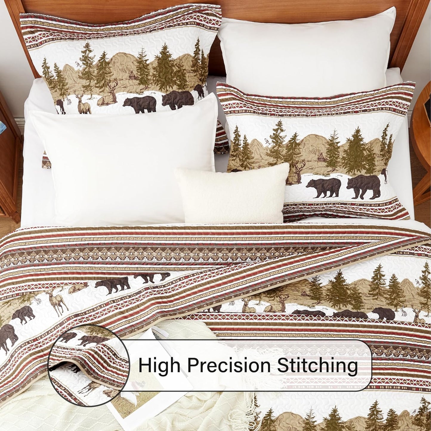 Cabin Forest Wildlife 3 Piece Bedspread Set