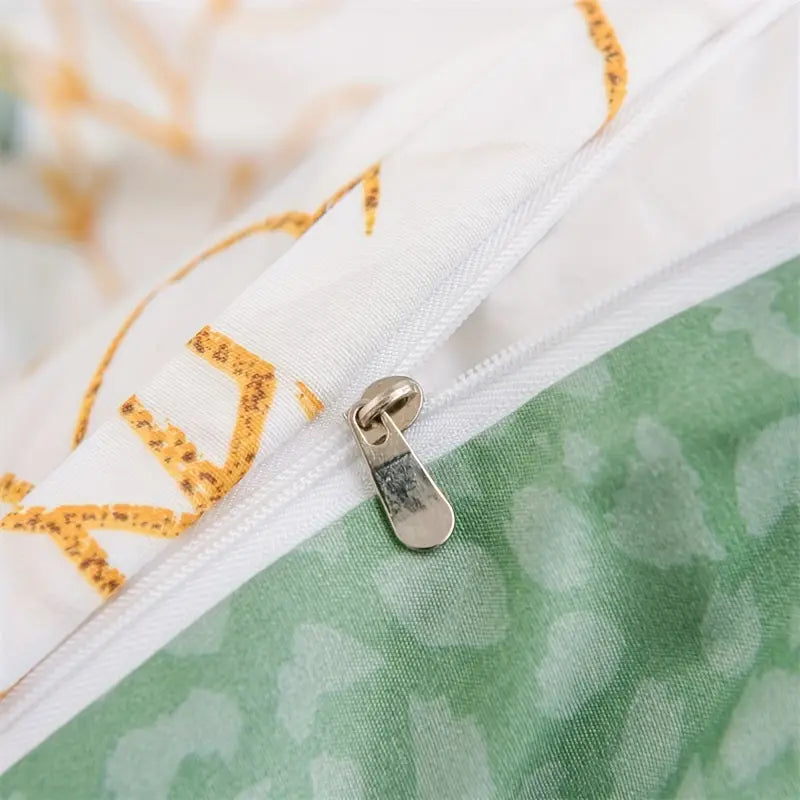 Botanical Green & Gold Leaves Floral - 3 Piece Duvet Cover Set