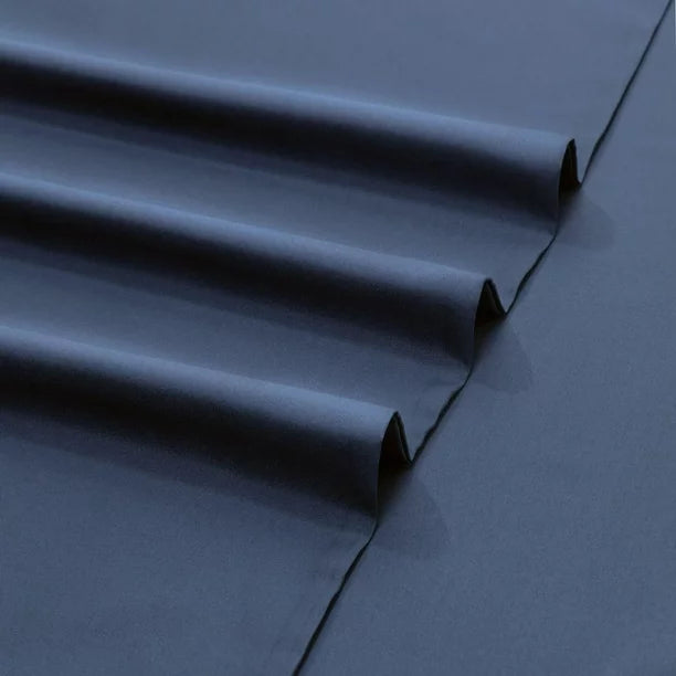 Ensemble de draps 4 pièces à poche profonde bleu uni