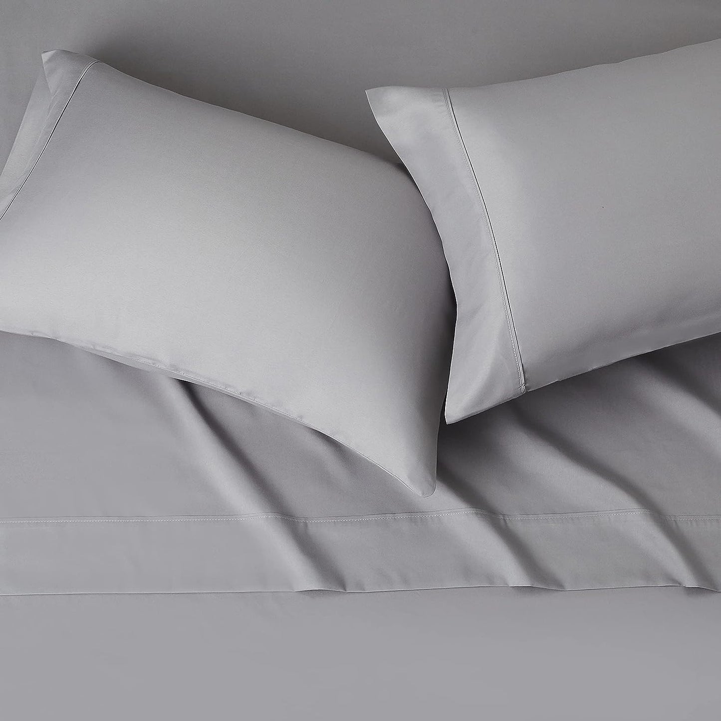 Ensemble de draps 4 pièces à poche profonde gris uni