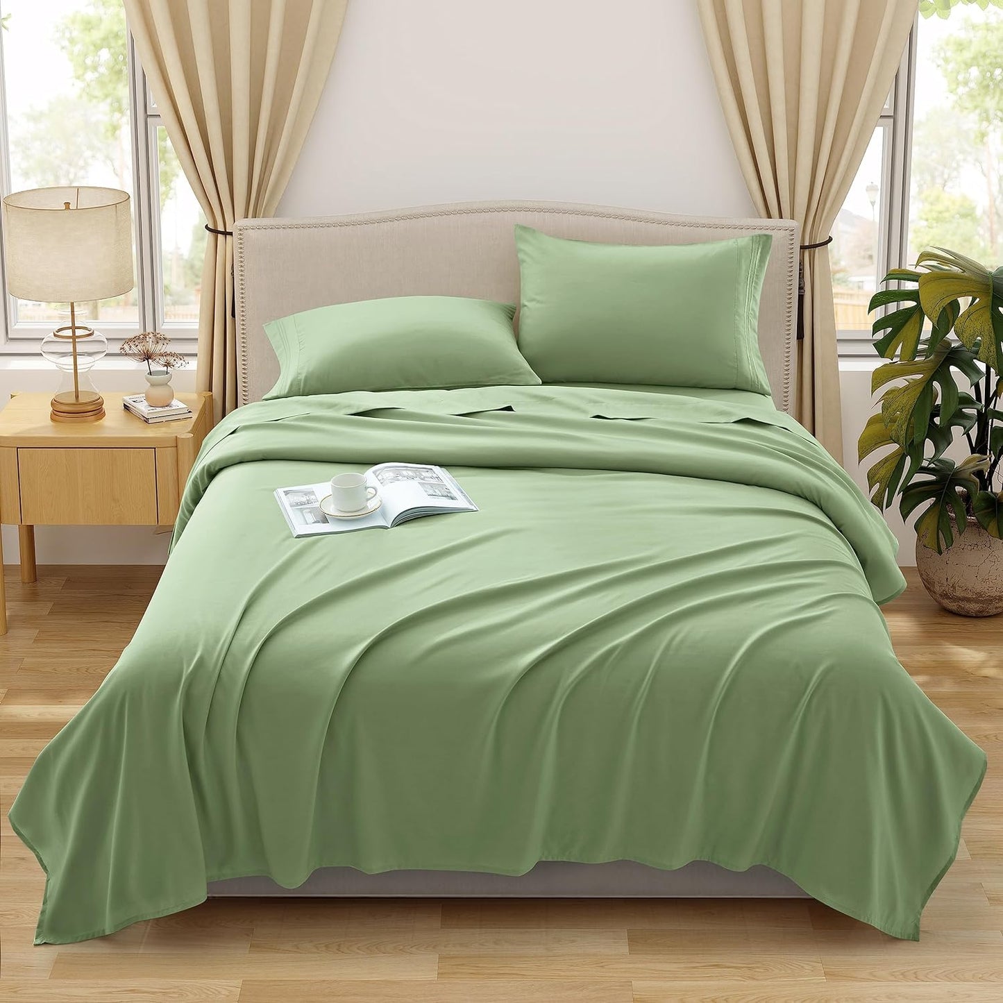 Ensemble de draps 4 pièces vert clair